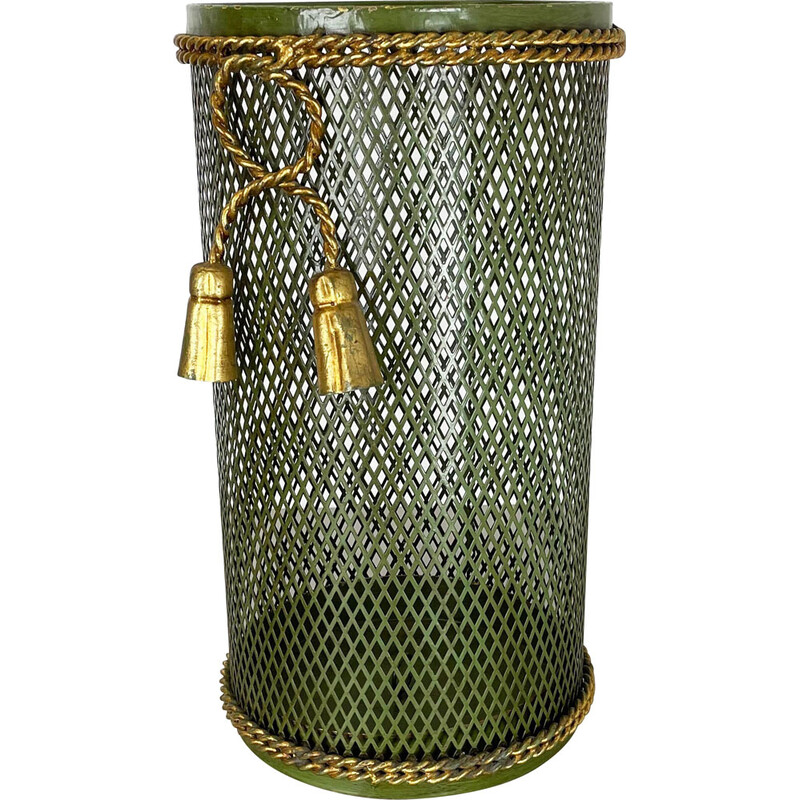 Vintage umbrella stand in gilded metal by Li Puma, Italy 1950s