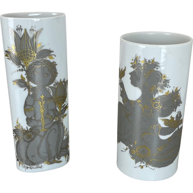 Pair of vintage porcelain vases by Björn Wiinblad for Rosenthal studio line, Germany 1970s
