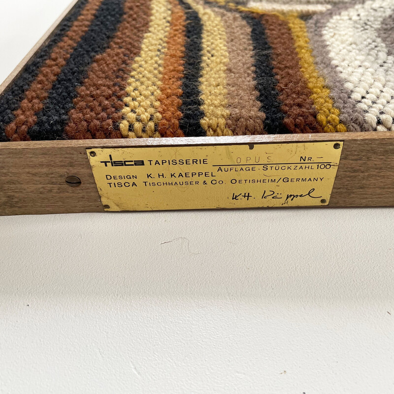 Alfombra de pared de lana vintage de K.H. Kaeppel para Tisca Tapestry, Alemania años 70