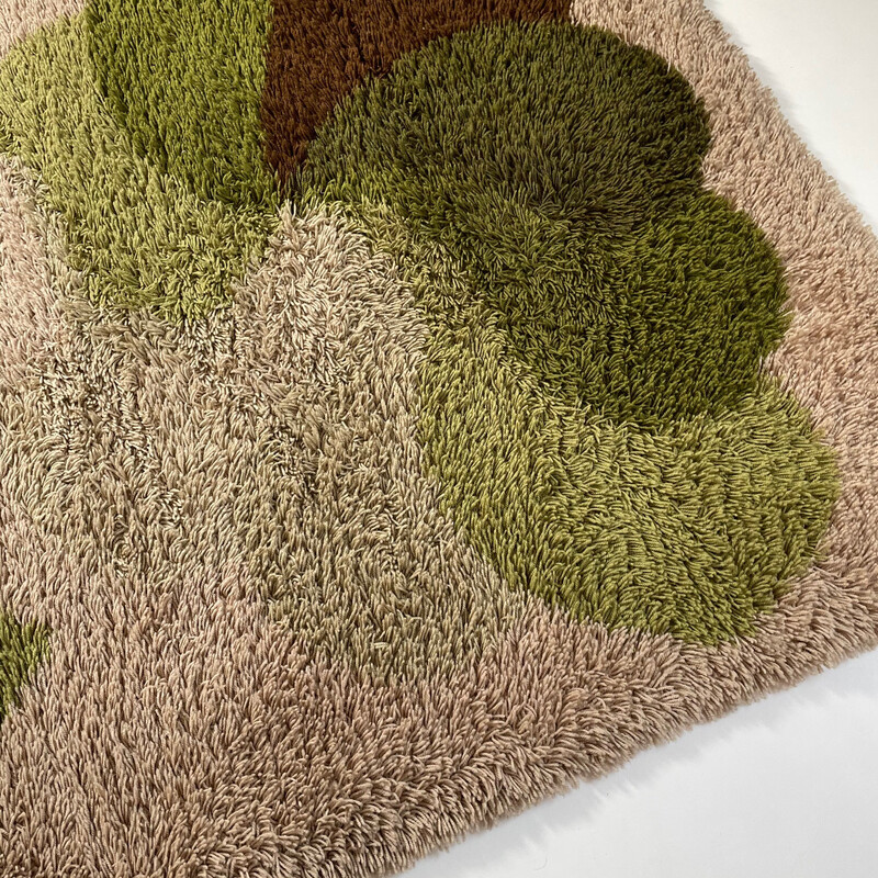 Tapis vintage à poils hauts en laine polyacrylique multicolore par Desso, Pays-Bas 1970