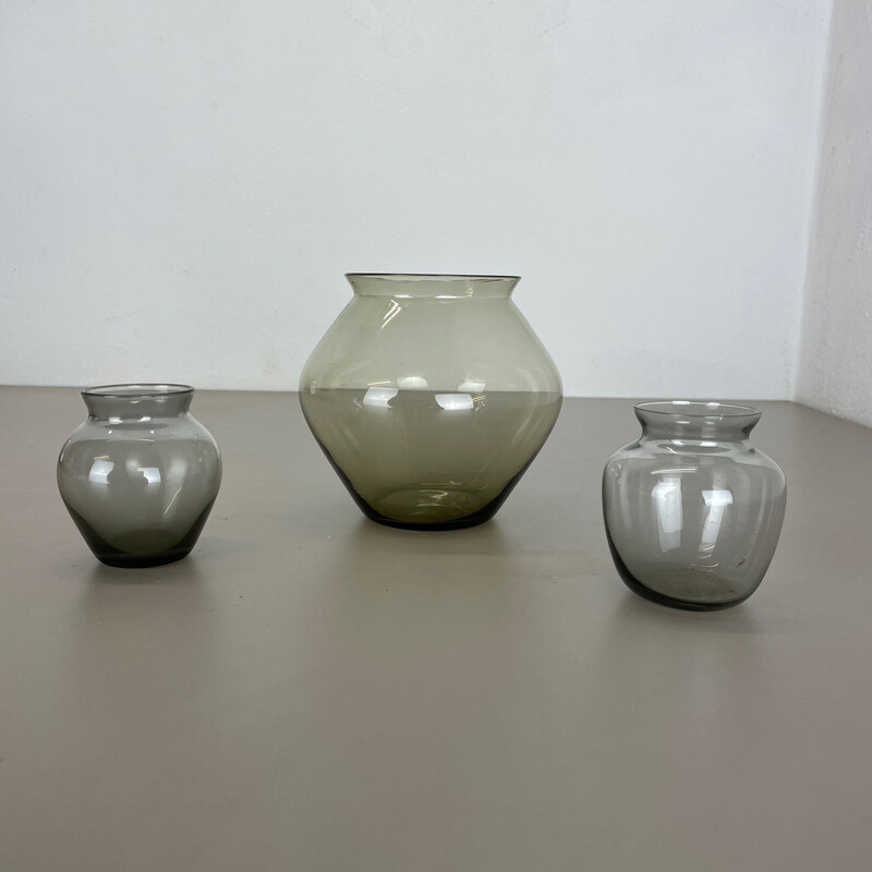 Set di 3 vasi vintage in turmalina di Wilhelm Wagenfeld per Wmf, Germania 1960