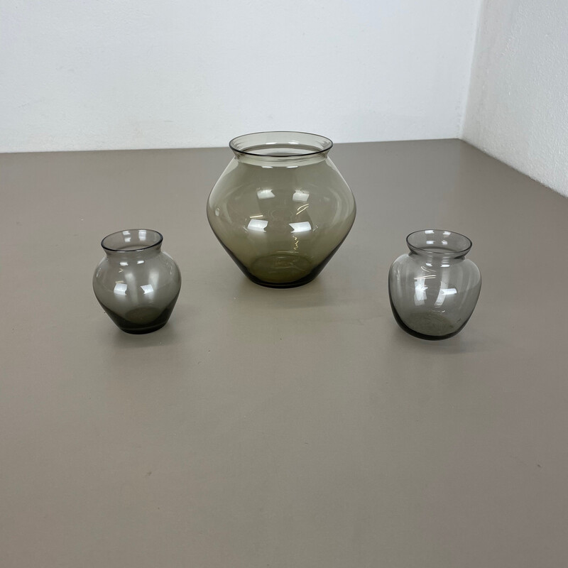 Ensemble de 3 vases vintage en turmaline par Wilhelm Wagenfeld pour Wmf, Allemagne 1960