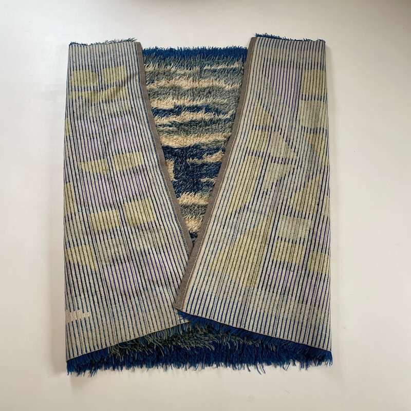 Hochfloriger mehrfarbiger Rya-Teppich aus Wolle, Schweden 1960er Jahre
