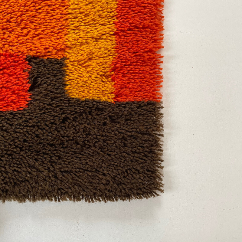 Pair of vintage high pile rugs in multicolored wool by Desso, Netherlands 1970s