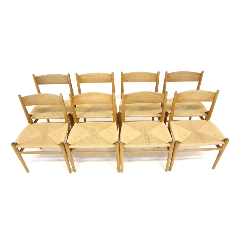 Set van 8 vintage Scandinavische stoelen van Hans J. Wegner voor Carl Hansen and Søn, 1960.