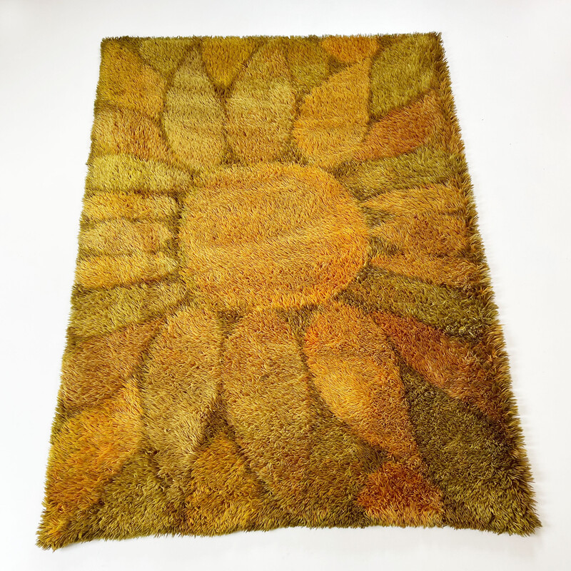 Vintage wool Rya rug by Ritva Puotila for Finnrya Oy Ab, Finland 1950s