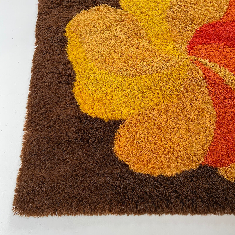 Vintage high pile rug in multicolored wool, Germany 1970s