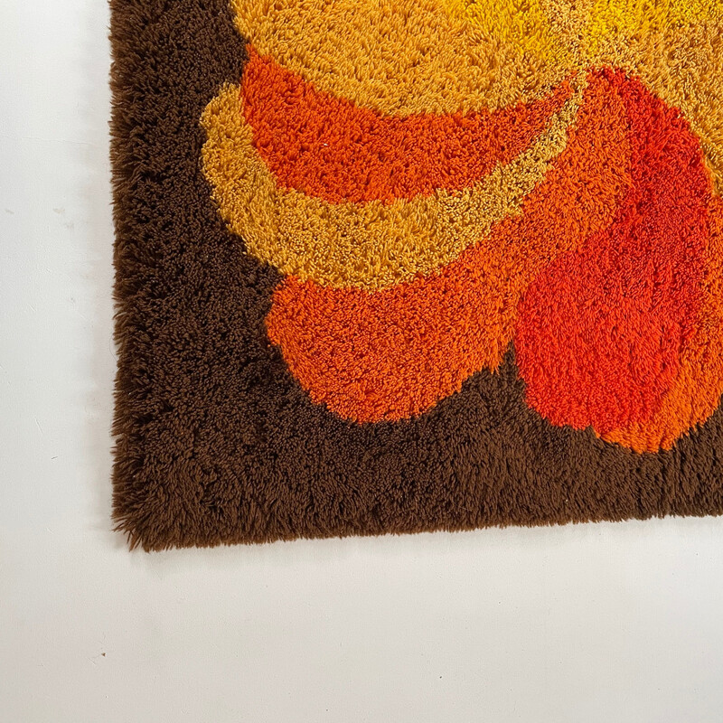 Vintage high pile rug in multicolored wool, Germany 1970s