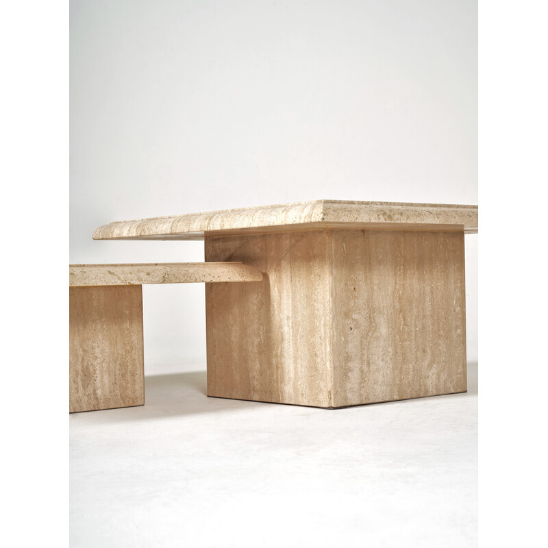 Vintage travertine nesting tables, Italy 1970