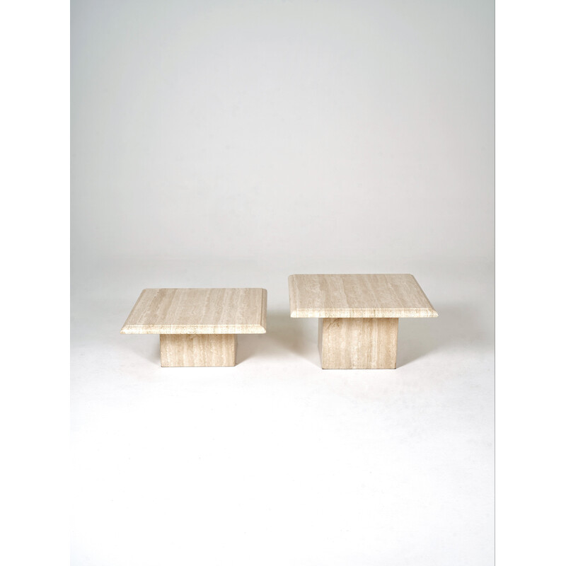 Vintage travertine nesting tables, Italy 1970