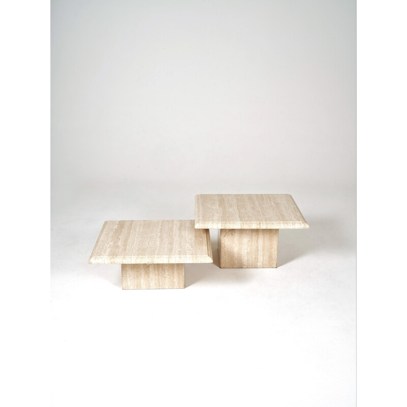 Vintage travertine nesting tables, Italy 1970