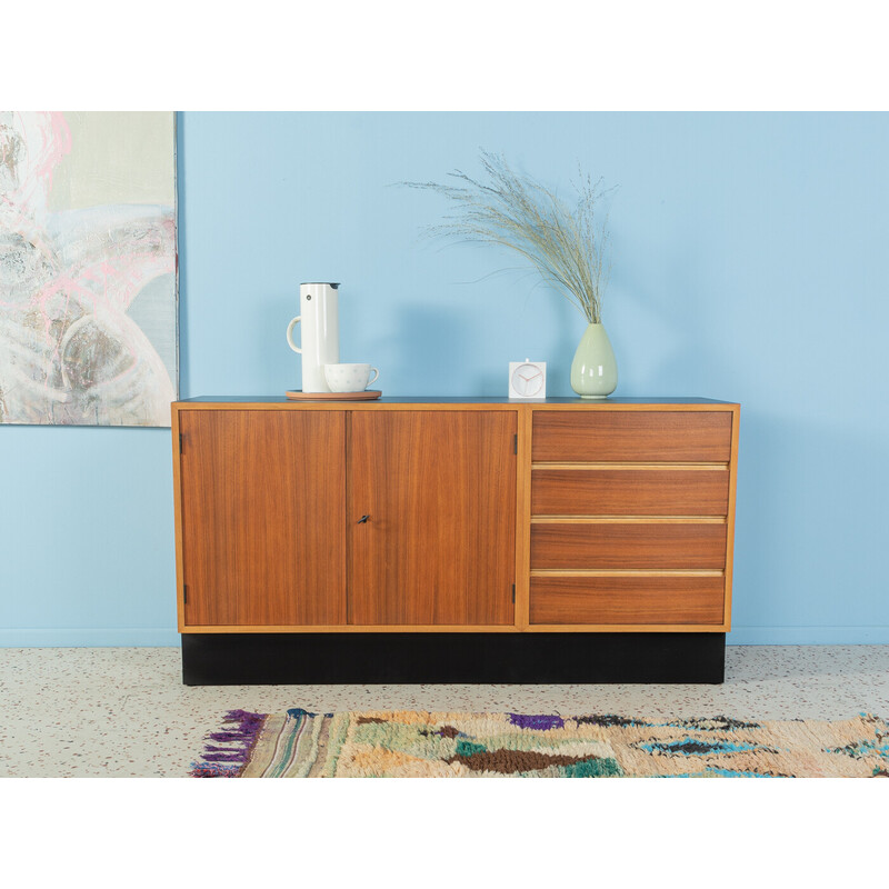 Sideboard aus Nussbaum und schwarzem Resopal, Deutschland 1950er Jahre