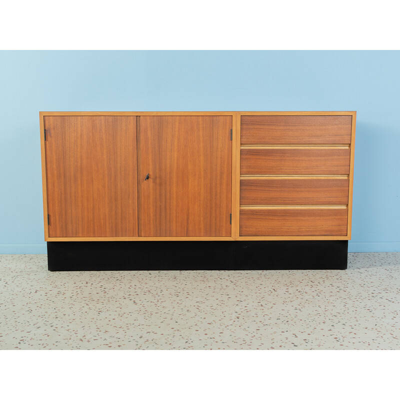 Vintage walnut and black formica lowboard, Germany 1950s