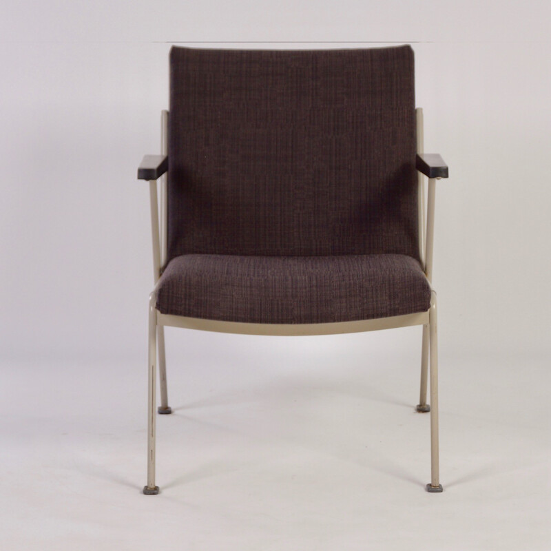 Paire de fauteuils en métal et tissu gris Wim Rietveld - 1950