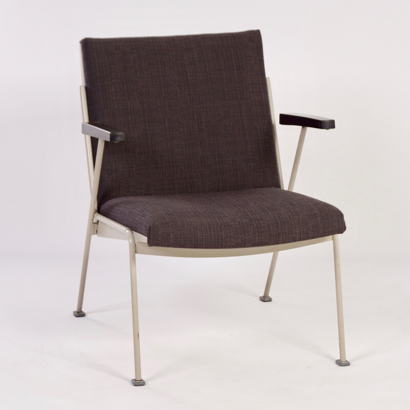 Paire de fauteuils en métal et tissu gris Wim Rietveld - 1950