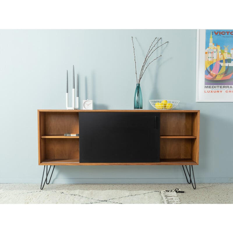 Vintage walnut and black formica highboard by Lothar Wegner, Germany 1960s