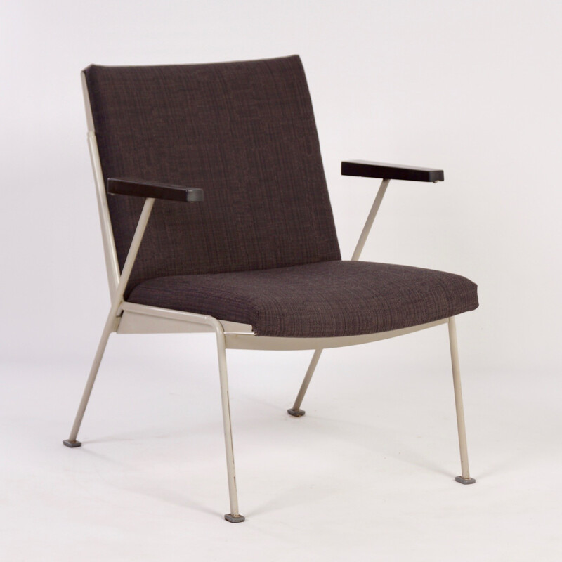 Paire de fauteuils en métal et tissu gris Wim Rietveld - 1950