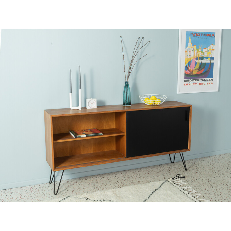 Vintage walnut and black formica highboard by Lothar Wegner, Germany 1960s