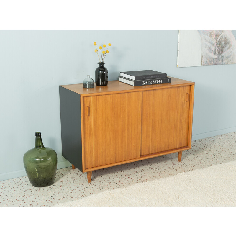 Vintage walnut and black formica chest of drawers with tapered legs, Germany 1950s