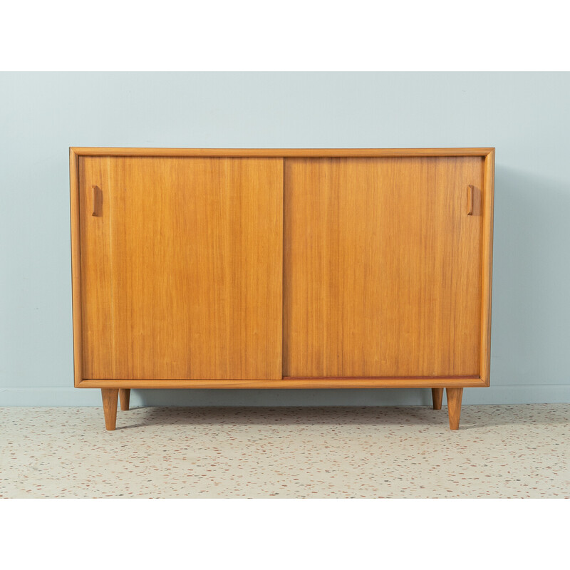 Vintage walnut and black formica chest of drawers with tapered legs, Germany 1950s