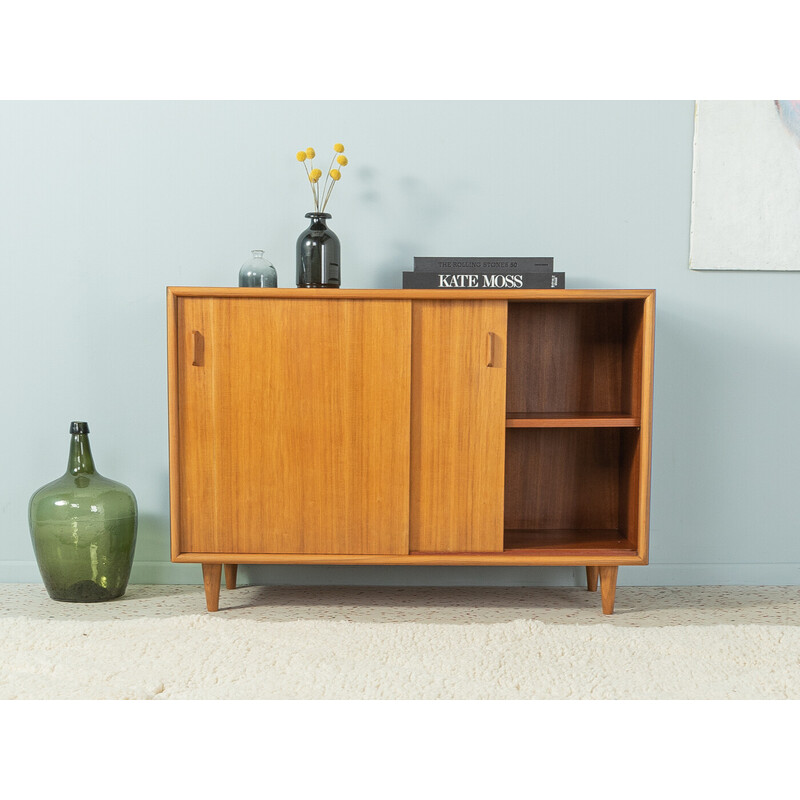 Vintage walnut and black formica chest of drawers with tapered legs, Germany 1950s