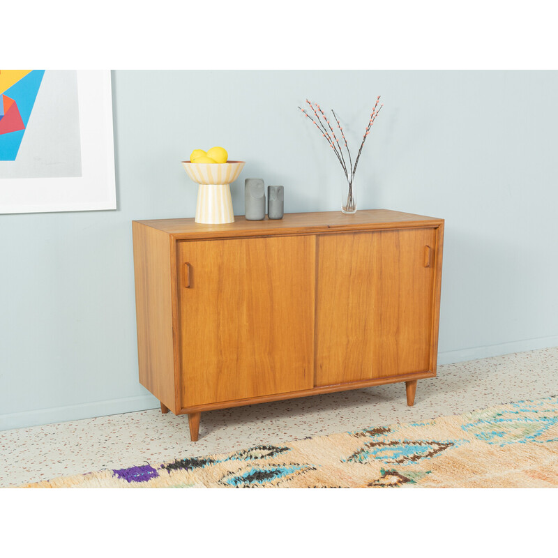 Vintage walnut chest of drawers with two sliding doors, Germany 1950s