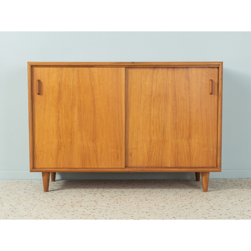 Vintage walnut chest of drawers with two sliding doors, Germany 1950s