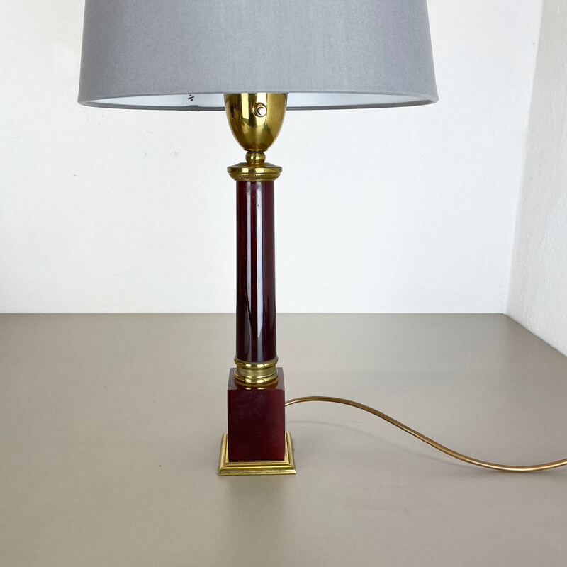 Vintage Catalina red brass table lamp, Italy 1960s