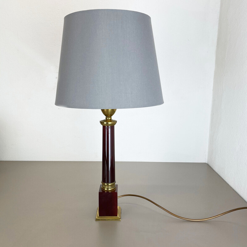 Vintage Catalina red brass table lamp, Italy 1960s