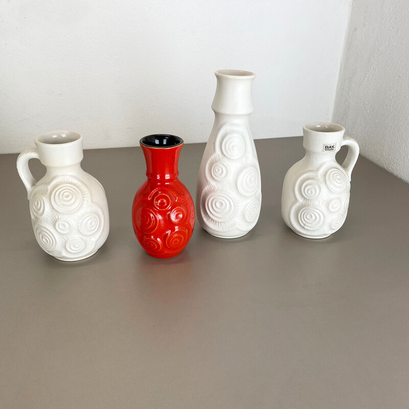 Set of 4 vintage ceramic vases by Bay ceramics, Germany 1960s