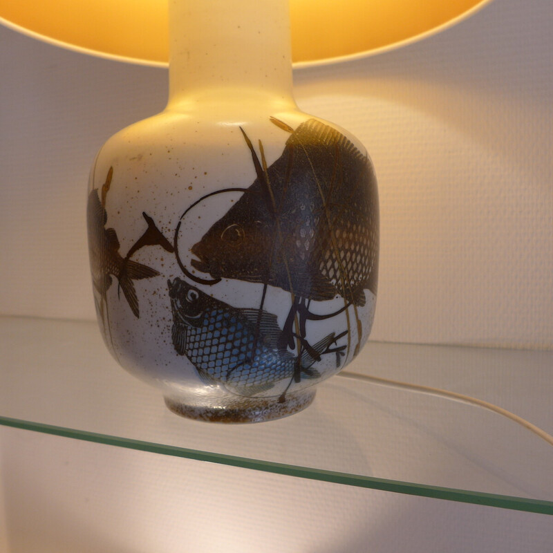 Vintage-Lampe aus Porzellan und Baumwolle von Nils Thorsson für Royal Copenhage, 1960