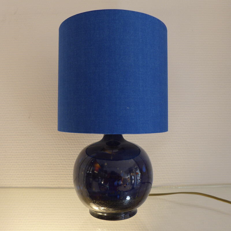 Vintage stoneware lamp from Blanot pottery and cotton