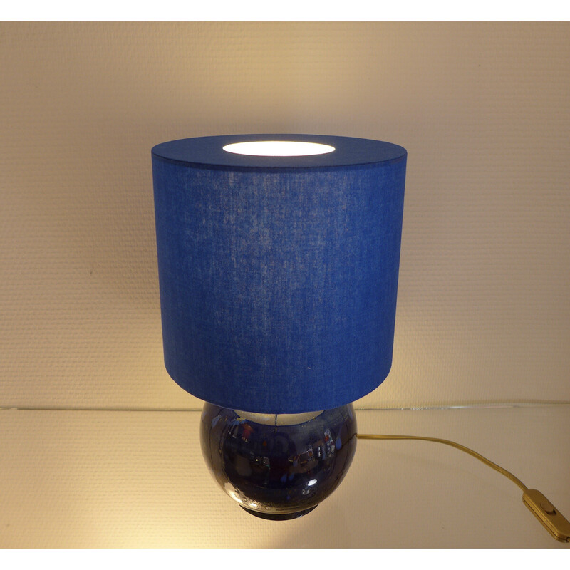 Vintage-Lampe aus Steingut der Töpferei Blanot und Baumwolle