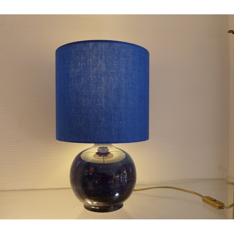 Vintage stoneware lamp from Blanot pottery and cotton