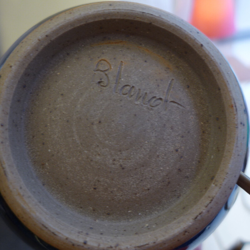Lampe vintage en grès de la poterie Blanot et coton