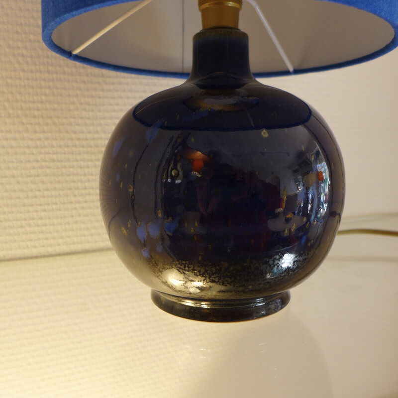 Lámpara de gres vintage de la cerámica Blanot y algodón