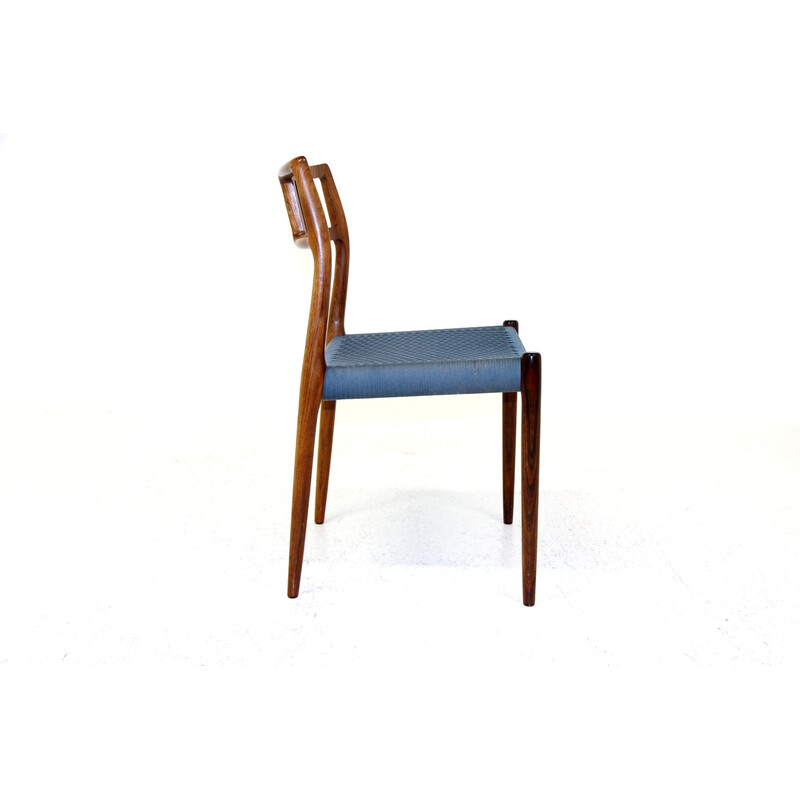 Set of 6 vintage chairs "Model 79" in rosewood and rope by Niels O Møller, Denmark 1960s