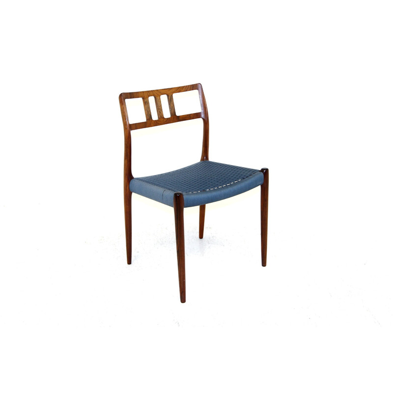 Set of 6 vintage chairs "Model 79" in rosewood and rope by Niels O Møller, Denmark 1960s