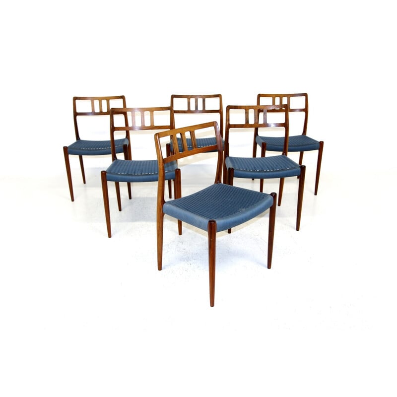6 Stühle "Model 79" aus Palisanderholz und Seil von Niels O Møller, Dänemark 1960