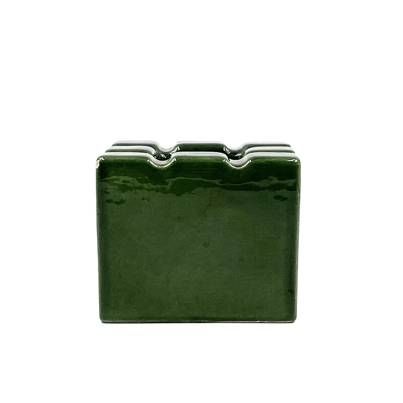 Cenicero vintage de cerámica verde de Sicart, Italia años 70