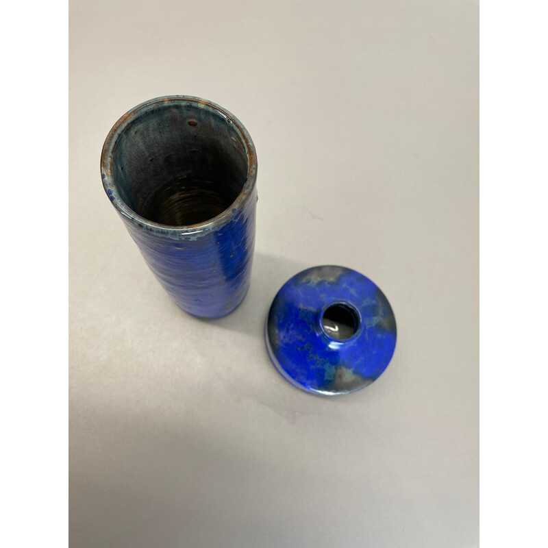 Par de vasos de cerâmica vintage "Blue" de Gerhard Liebenthron, Alemanha 1970