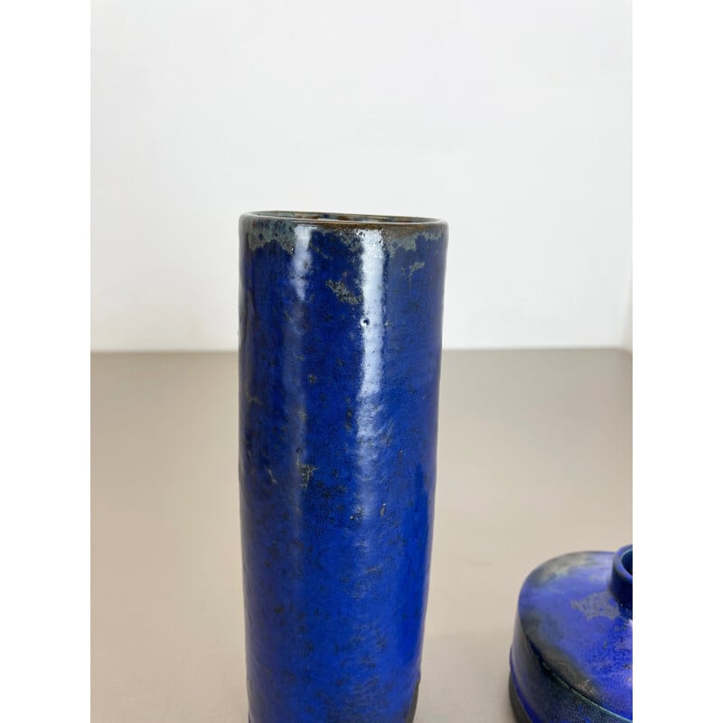 Paire de vases vintage en céramique "Blue" par Gerhard Liebenthron, Allemagne 1970