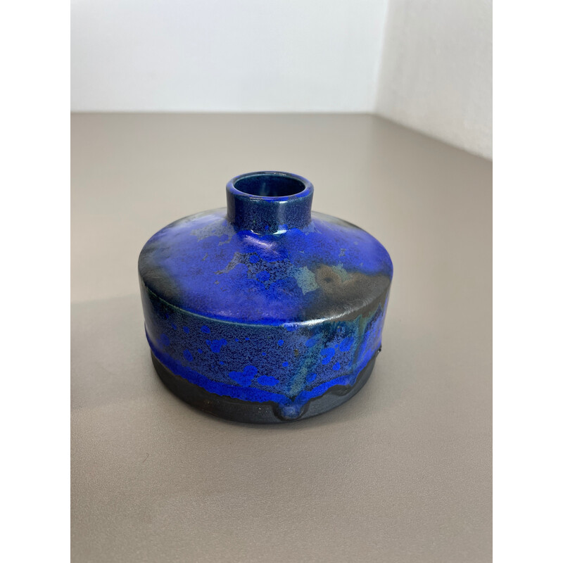 Par de vasos de cerâmica vintage "Blue" de Gerhard Liebenthron, Alemanha 1970