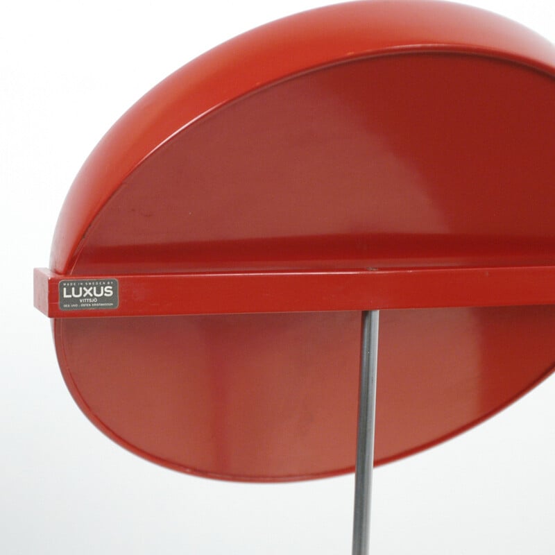 Red Laquered table mirror by Uno & Östen Kristiansson for Luxus - 1960s