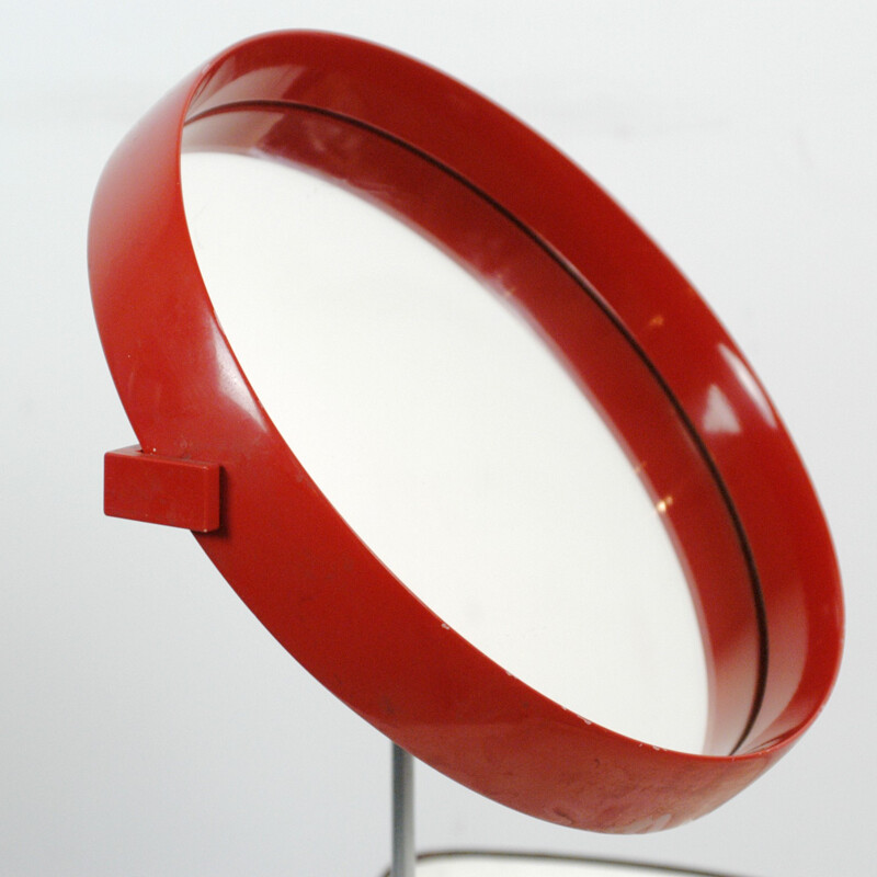 Red Laquered table mirror by Uno & Östen Kristiansson for Luxus - 1960s
