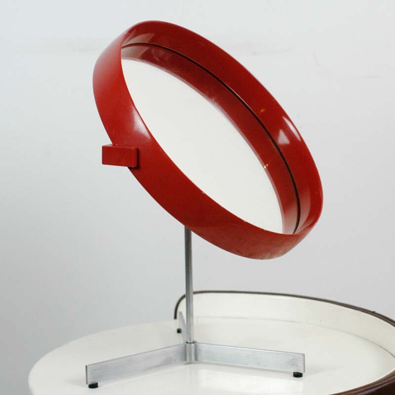 Red Laquered table mirror by Uno & Östen Kristiansson for Luxus - 1960s