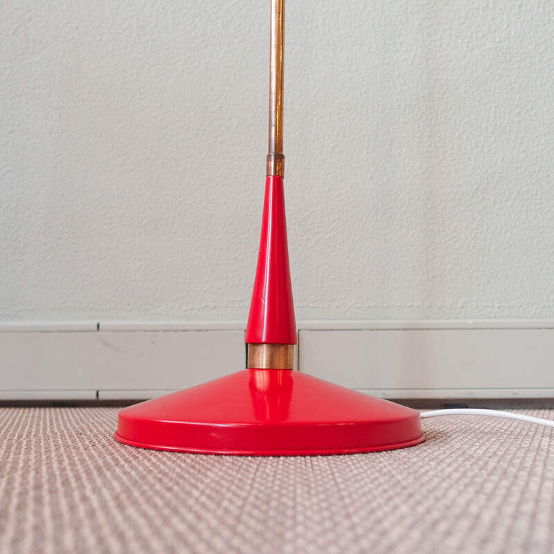 Italian mid-century red brass floor lamp by Giuseppe Ostuni, 1950s