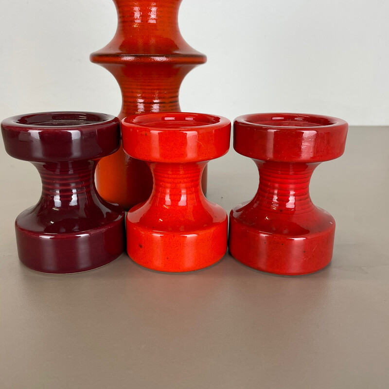 Set of 4 vintage pottery candlesticks by Cari Zalloni for Steuler, Germany 1970s