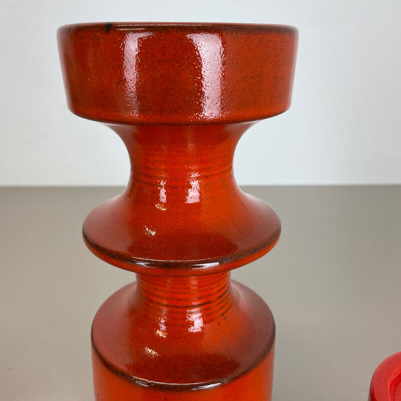 Juego de 4 candelabros de cerámica vintage de Cari Zalloni para Steuler, Alemania años 70