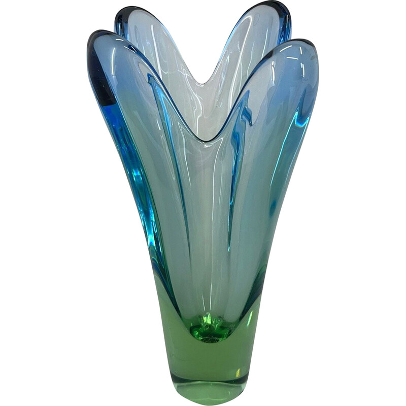 Vintage art glass vase by Josef Hospodka for Chřibská Glassworks, Czechoslovakia 1960s